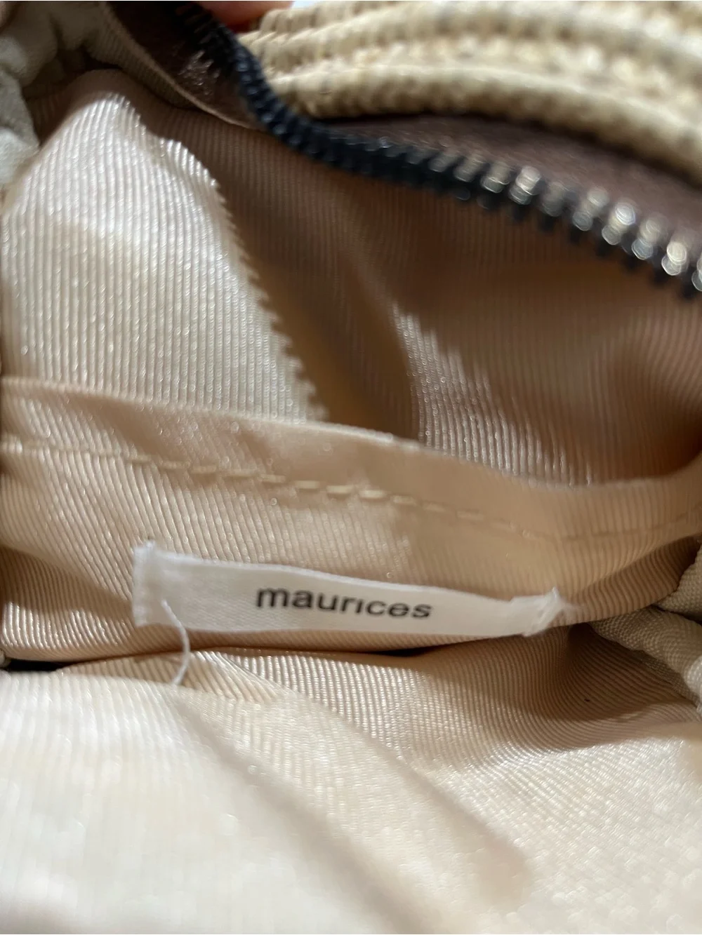 Maurices North South Raffia Crossbody Bag with Cognac Leather Trim
